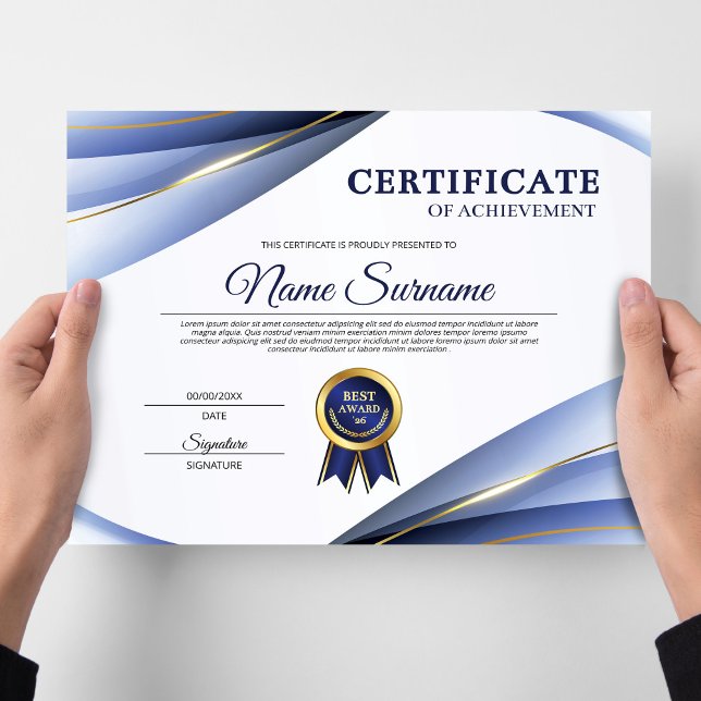 Certificate of Achievement Blue & Gold Award (Creator Uploaded)