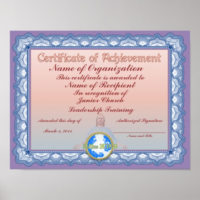 Certificate of Achievement (Christian) Poster (Front)