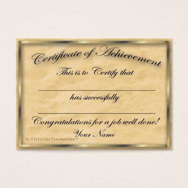 Certificate of Achievement Chubby Card (Front)
