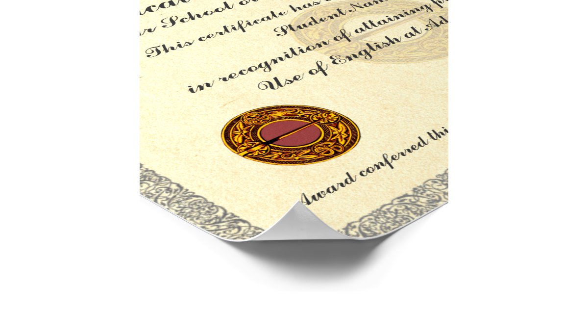 Certificate of Achievement School College Award Poster | Zazzle