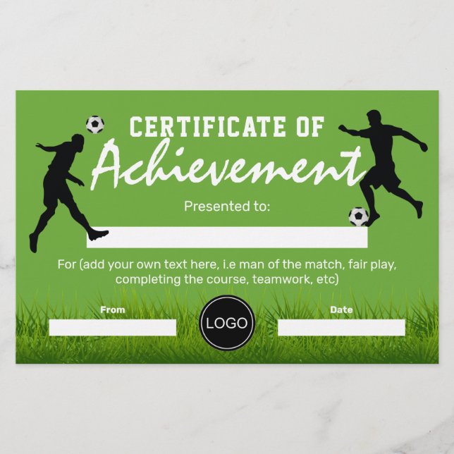 Certificate of Achievement | Soccer Football Award (Front)