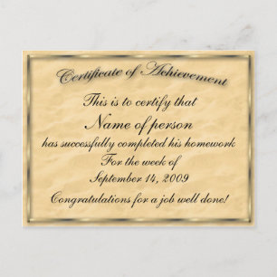 Certificate of Achievement Template Postcard