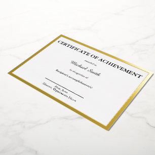 Certificate of Achievement White Gold Foil Award