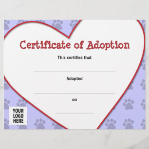 Certificate of Adoption: Dog, Cat, Any Pet