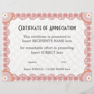 CERTIFICATE OF APPRECIATION