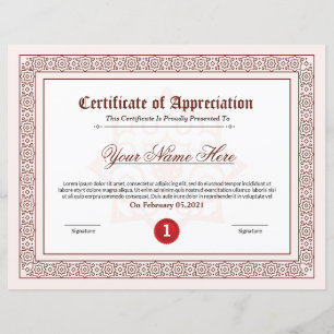 Certificate Of Appreciation