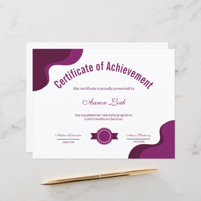 Certificate of Appreciation (Front/Back In Situ)