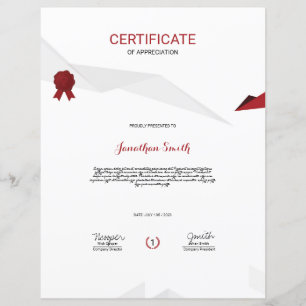 Certificate Of Appreciation