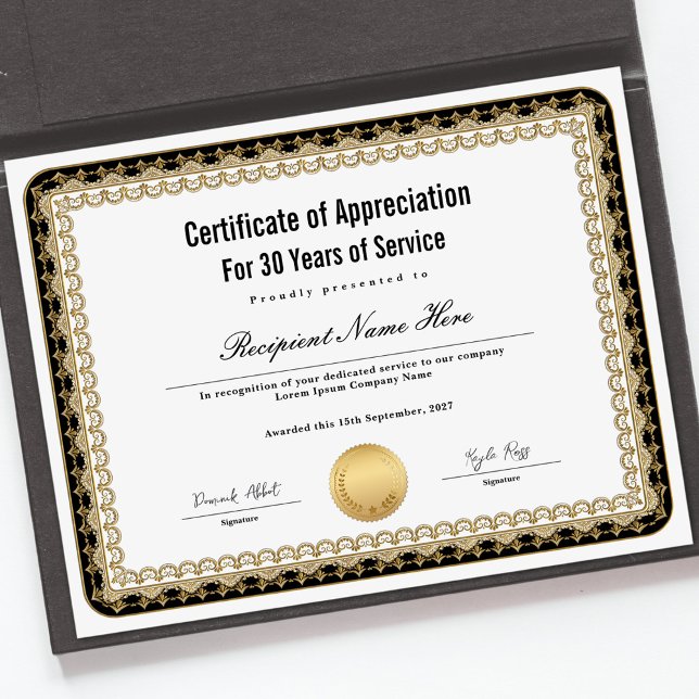 Certificate of Appreciation for Years of Service (Certificate of Appreciation for Years of Service)