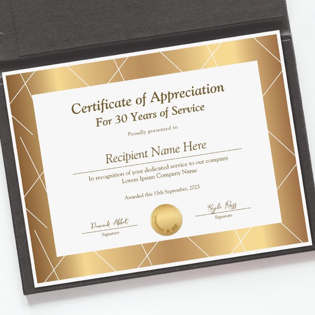 Certificate of Appreciation for Years of Service (Certificate of Appreciation for Years of Service)