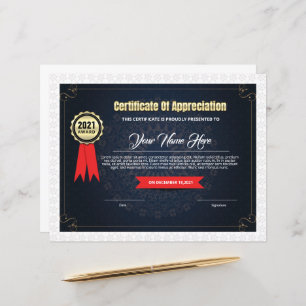 Certificate Of Appreciation Template