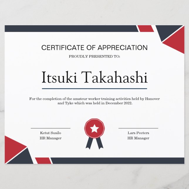 Certificate of Appreciation Template (Front)