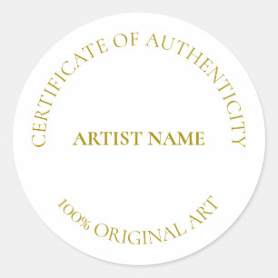 Certificate of Authenticity Art Customisable  Clas Classic Round Sticker