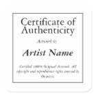 Certificate of Authenticity Art Sticker