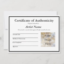Certificate of Authenticity for Art with Photo