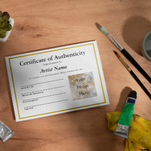 Certificate of Authenticity for Art with Photo Invitation