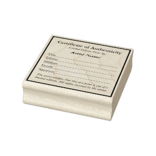 Certificate of Authenticity for Prints  Rubber Stamp