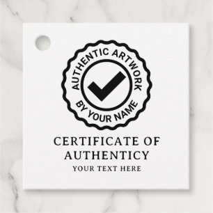 Certificate of Authenticity handmade art Favour Tags