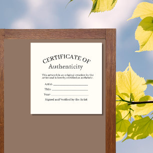 certificate of authenticity sticker, gallery art square sticker