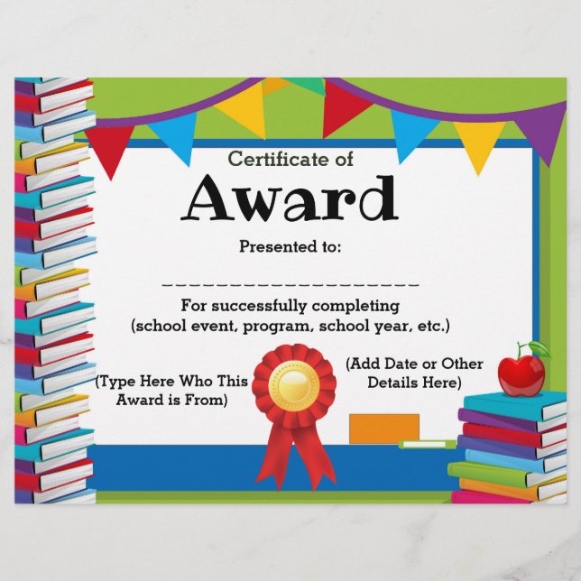 Certificate of Award Customisable Kids 8.5x11 (Front)