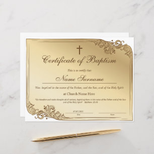 Certificate of Baptism, Baby Dedication