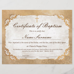 Certificate of Baptism, Baby Dedication