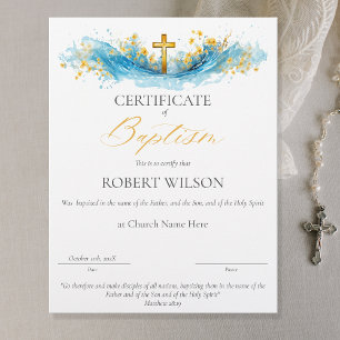 Certificate of Baptism, Christening Certificate
