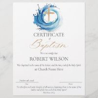 Certificate of Baptism, Water Christening