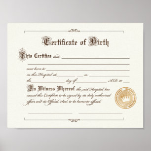 Certificate of Birth Art Print