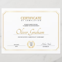 Certificate of Completion Award