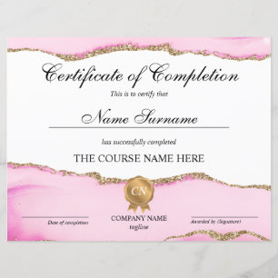 Certificate of Completion Award Course Completion