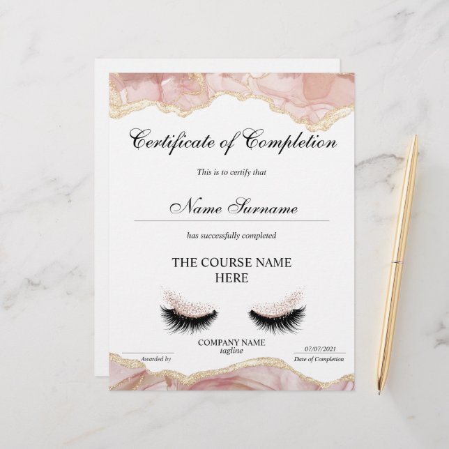 Certificate of Completion Award Course Completion (Front/Back In Situ)