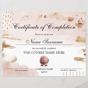 Certificate of Completion Award Course Completion