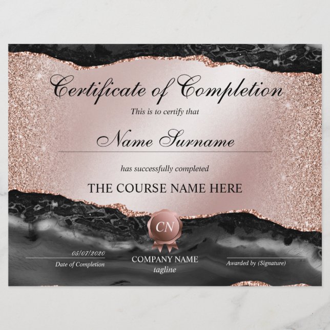 Certificate of Completion Award Course Completion (Front)