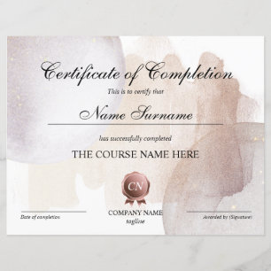 Certificate of Completion Award Course Completion