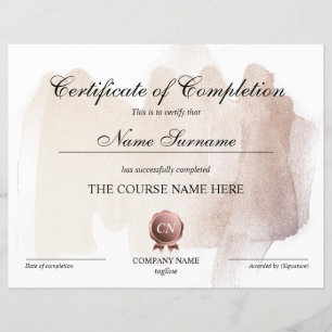 Certificate of Completion Award Course Completion