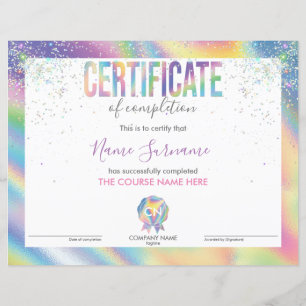 Certificate of Completion Award Course Completion