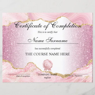 Certificate of Completion Award Course Completion