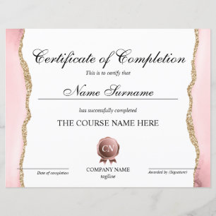 Certificate of Completion Award Course Completion