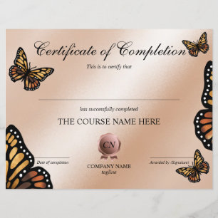 Certificate of Completion Award Course Completion