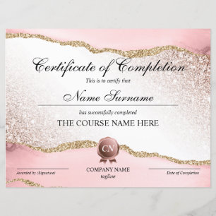 Certificate of Completion Award Course Completion