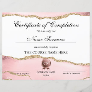 Certificate of Completion Award Course Completion