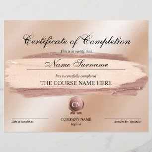 Certificate of Completion Award Course Completion