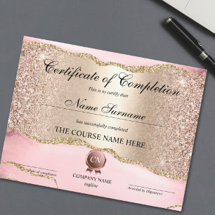 Certificate of Completion Award Course Completion
