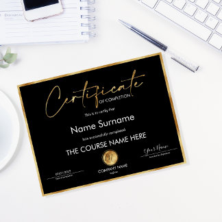 Certificate of Completion Award Course Completion 