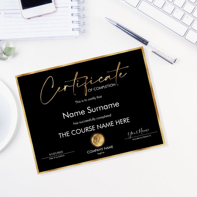 Certificate of Completion Award Course Completion  (Creator Uploaded)