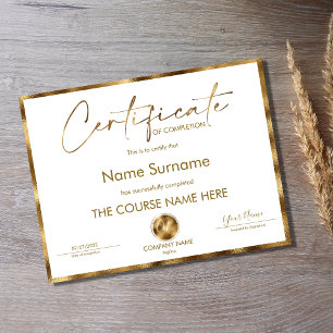 Certificate of Completion Award Course Completion 