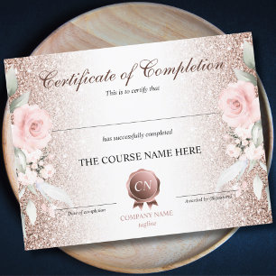 Certificate of Completion Award Course Completion