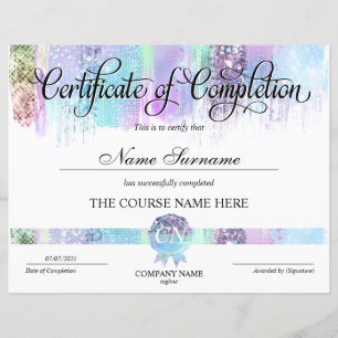 Certificate of Completion Award Course Completion