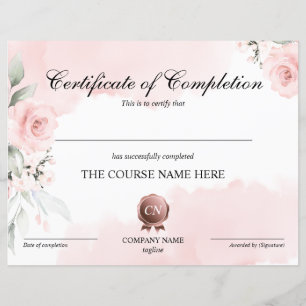 Certificate of Completion Award Course Completion